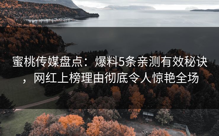 蜜桃传媒盘点：爆料5条亲测有效秘诀，网红上榜理由彻底令人惊艳全场
