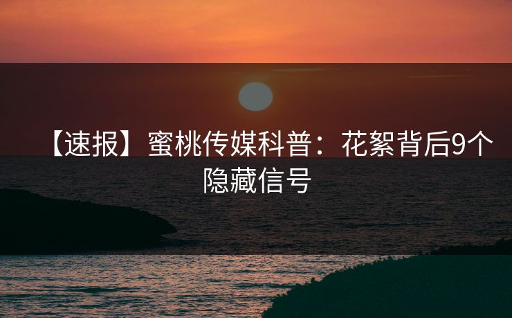 【速报】蜜桃传媒科普：花絮背后9个隐藏信号
