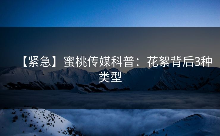 【紧急】蜜桃传媒科普：花絮背后3种类型