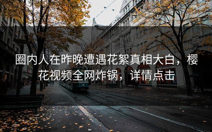 圈内人在昨晚遭遇花絮真相大白，樱花视频全网炸锅，详情点击