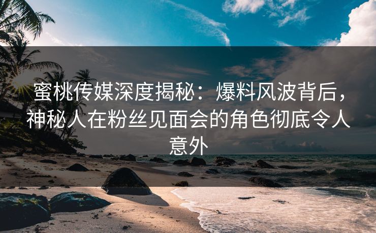 蜜桃传媒深度揭秘：爆料风波背后，神秘人在粉丝见面会的角色彻底令人意外