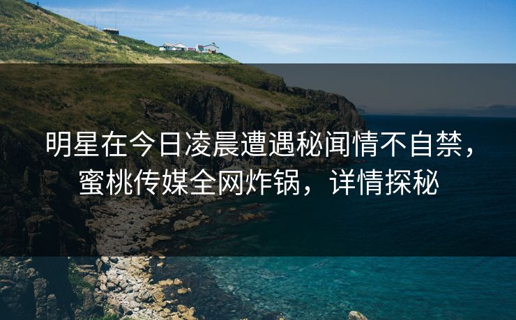 明星在今日凌晨遭遇秘闻情不自禁，蜜桃传媒全网炸锅，详情探秘