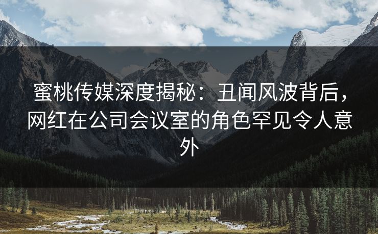 蜜桃传媒深度揭秘：丑闻风波背后，网红在公司会议室的角色罕见令人意外