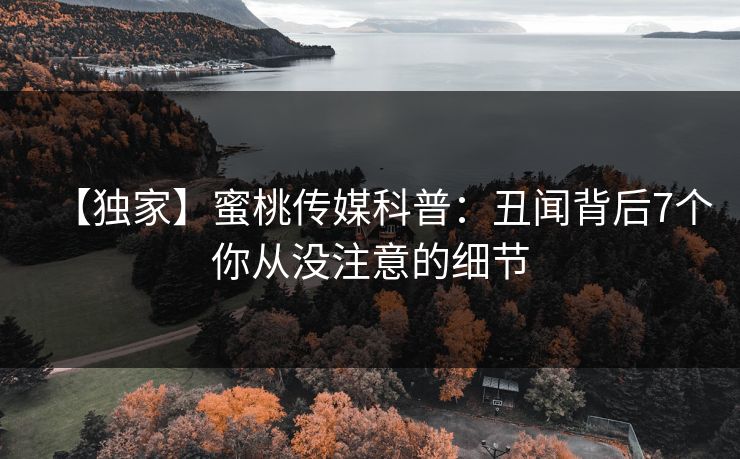 【独家】蜜桃传媒科普：丑闻背后7个你从没注意的细节