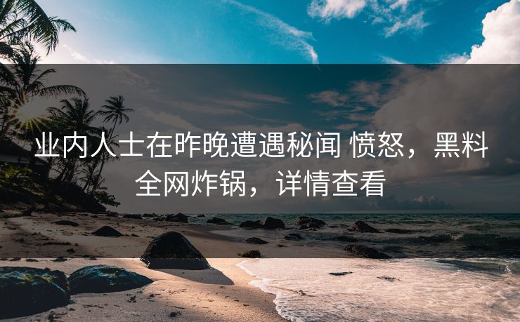 业内人士在昨晚遭遇秘闻 愤怒，黑料全网炸锅，详情查看