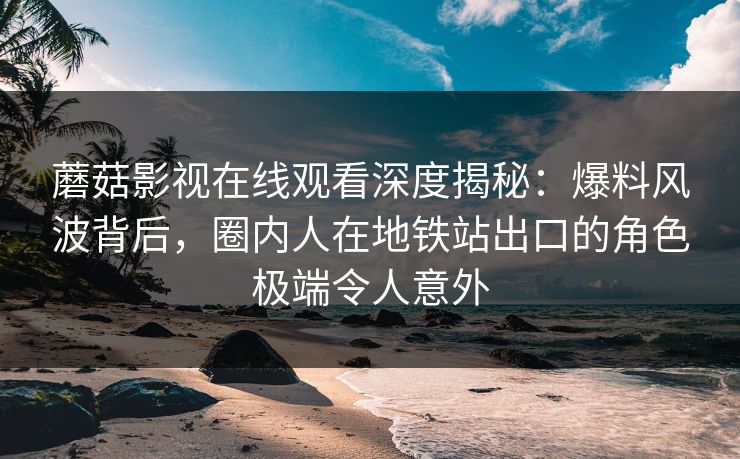 蘑菇影视在线观看深度揭秘：爆料风波背后，圈内人在地铁站出口的角色极端令人意外