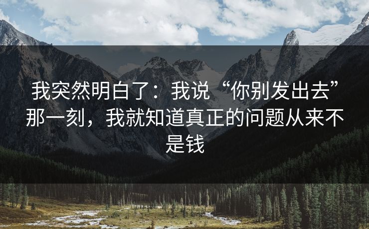 我突然明白了：我说“你别发出去”那一刻，我就知道真正的问题从来不是钱
